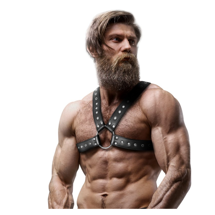 FETISH SUBMISSIVE- ARNÉS CRUZADO TACHUELAS