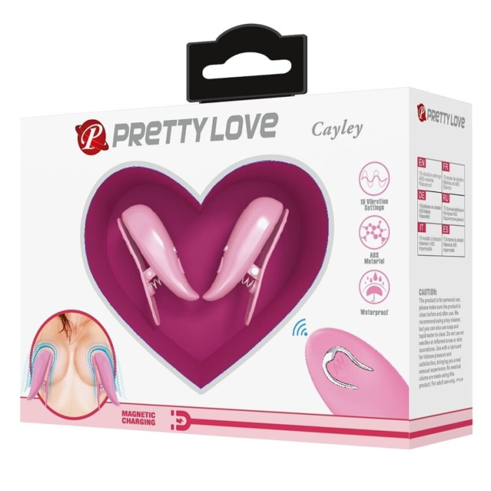PRETTY LOVE - CAYLEY PINZAS PARA PEZONES 10 VIBRACIONES CONTROL REMOTO